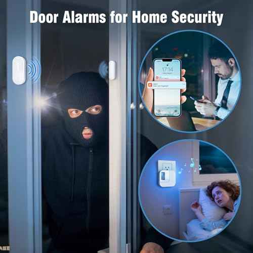 Door Chime,Sanjie WiFi Door Sensor Open Chime When Entering for Business/Home/Store/Office Alert Your Phone,Alarms for Kids Safety,500 FT Range,20 Ringtones,4 Sensors 1 Receiver