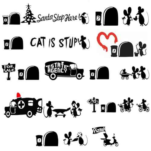 9pcs Mixed Pack Cute Mouse Hole Wall Stickers Playing Nursery Room Wall Corner Decoration DIY Home Decal Animal 3D Mural Art
