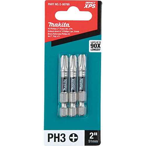 Makita E-00789 Impact XPS¢â #3 Phillips 2" Power Bit, 3/pk