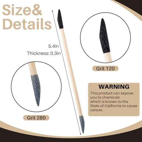 40 Pcs Model Sanding Sticks Set Include 10 Polishing Sticks Assorted 30 Double End Matchsticks Fine Detailing Sanding Twigs Coded Abrasive Tools for Tight Spaces Models(Double Angle)
