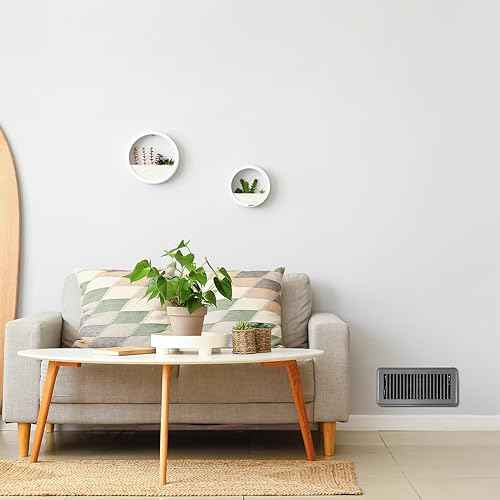 4 x 10'' Floor Vent Covers Heavy Duty Floor Register Metal Heat Vent Covers with Rust Proof Finish for Home Heater (Gray,8 Pcs)