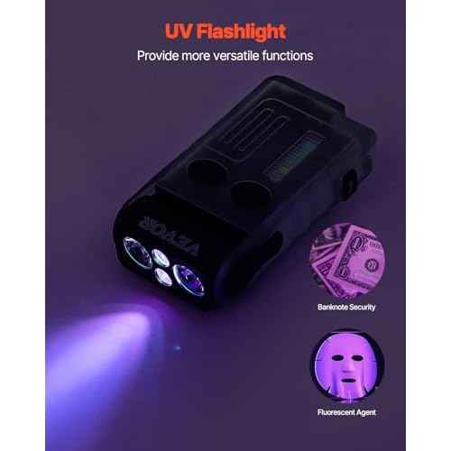 VEVOR Rechargeable Keychain Flashlight, Mini LED Flashlight with 13 Lighting Modes, Portable Pocket Flashlight with Clip, Magnetic Tail & 180¡Æ Rotating Head for Everyday Carry, Camping, Emergencies