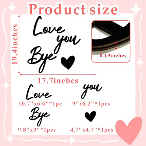 Love You Bye Sign Entryway Decor Wooden Above Door Decoration Decals Peel and Stick Home Family Wall Stickers Decor Entryway Wall Art Sign Black Love Wall Art for Farmhouse Kitchen Living Room Gift