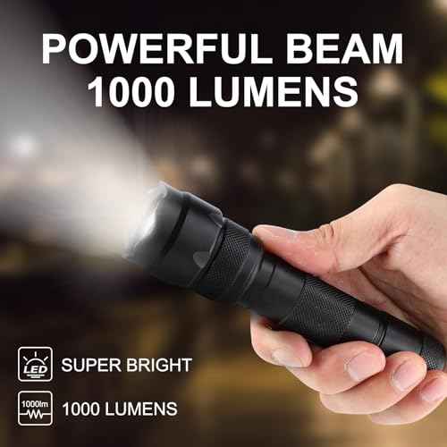ULTRAFIRE WF-502B LED Tactical Flashlight, 5 Modes 1000 High Lumens Flashlight Torch with Duty Belt Flashlight Holster, UFB26, Bicycle Mount, USB Charger