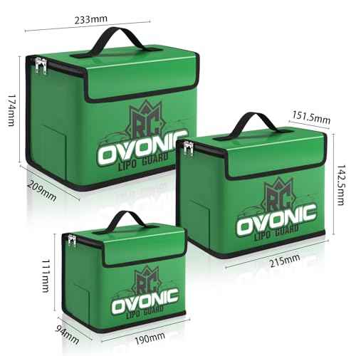 OVONIC Lipo Safe Bag Fireproof Explosionproof Bag, Large Medium and Small Capacity for Lipo Batteries Storage