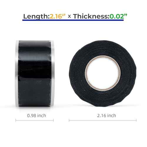 2 Rolls Rescue Tape Self-fusing Silicone Tape 1in(W) x 20ft(L) Waterproof Rubber Tape, Water Hose Leak Seal Pipe Plumbing Hose Repair Tape for Cable Insulating Strech Wrap Seal Black Grip Tape