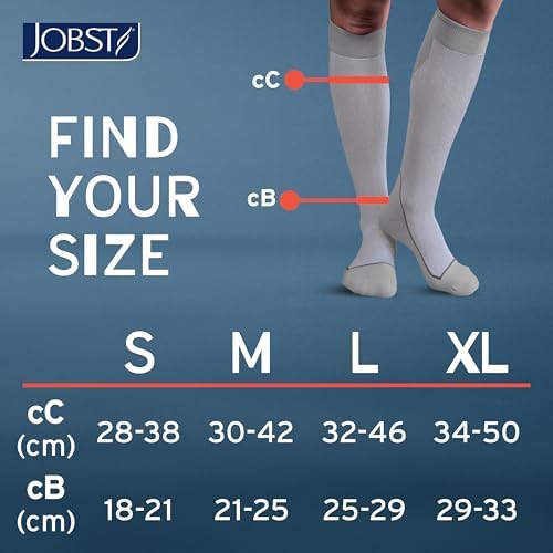 BSN Medical 7529000 JOBST Sock, Knee High, 20-30 mmHg, Closed Toe, Small, White/Grey