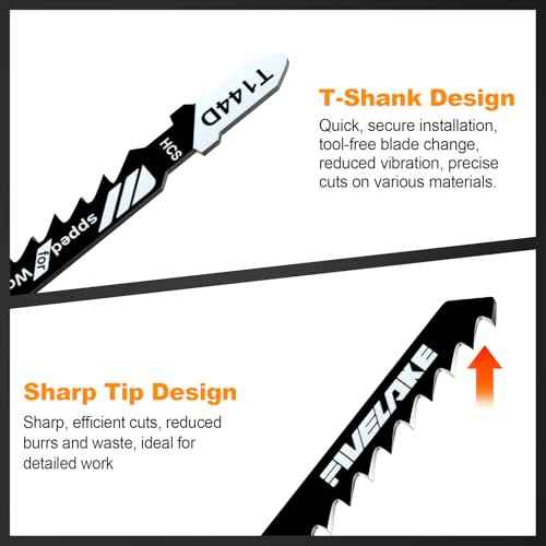 T-Shank Jigsaw Blades Set with Case, 20Pcs Assorted Replacement Jigsaw Blades for Wood, Plastic and Metal Cutting (T118AF, T118BF, T101AO, T119BO, T101B, T101BR, T111C, T244D, T144D)