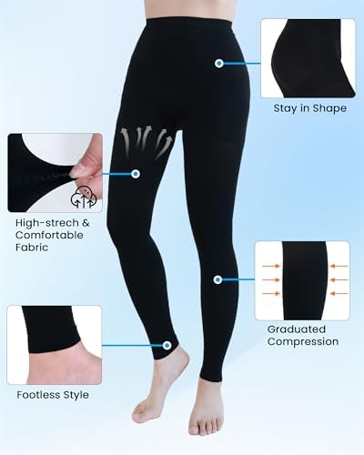 Compression Pantyhose for Women, 15-20 mmHg Medical Compression Leggings, Footless Compression Stockings for Women & Men, Compression Tights for Edema, Varicose Veins, Swelling, DVT