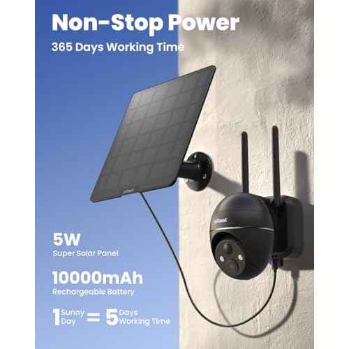 ieGeek 4G LTE Cellular Security Camera Wireless Outdoor, Solar Battery Powered Cameras for Home Surveillance, 2K Color Night Vision, 360¡ÆPTZ, 2-Way Audio, No WiFi, PIR Motion Sensor(SIM Card Included)
