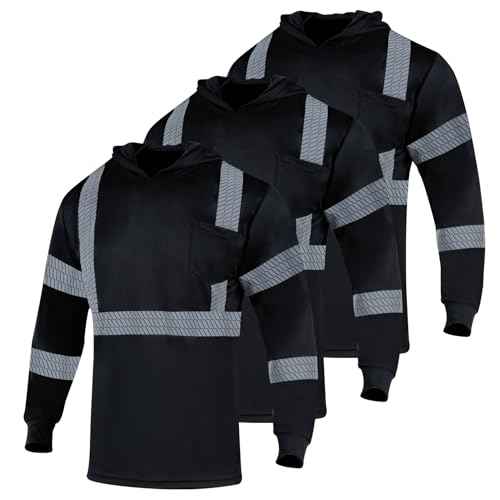 VENDACE 3pcs Safety Reflective High Visibility Long Sleeve Shirts Class 3 Hi Vis Construction Breathable Work Shirts for Men