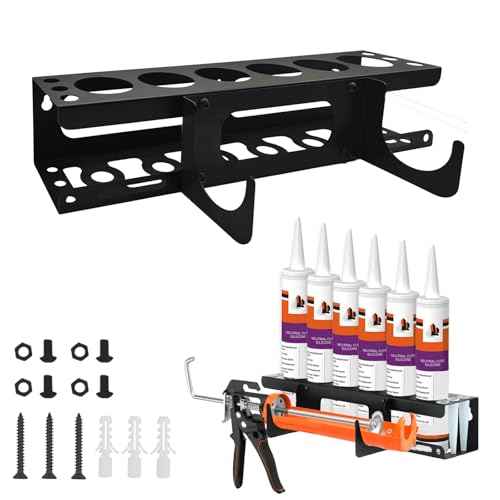 Siligun Caulking Gun Rack, Grease Gun Holder, Wall Mount Silicone Caulking Tools, Work Van Organizers And Storage Tube For Workshop Holds 6 Caulking Tubes And Caulking Nozzle (Black)