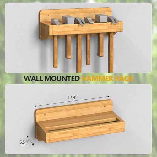 Wall Mounted Screwdriver Organizer, Hammer Rack and Pliers Holder, Set of 3 Wall Hanging Tools Storage Shelf for Workshop Garage
