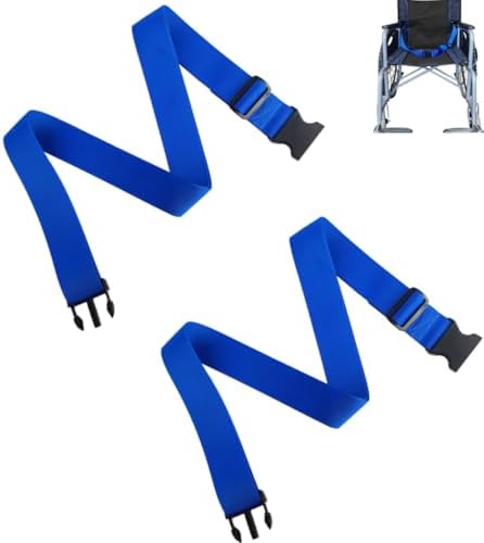 Wheelchair Safety Strap Seat Belt，Adjustable High Chair Safety Harness，Patients Cares Safety Strap，Chair Strap for Elderly/Adults/Kids (2PCS-Blue)