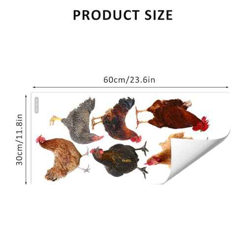Chicken Wall Stickers, Farmhouse Hen Rooster Wall Decals, Chicken Art Background Decorative Stickers for Kitchen Dining Room Refrigerator Door