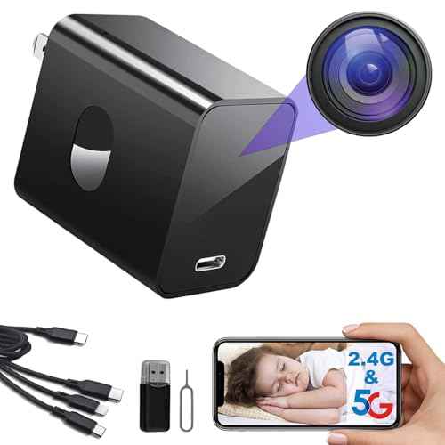 4K Nanny Cam Hidden Camera Supports 2.4G&5GHz WiFi, Hidden Camera Charger, Small Nanny Cam with Human Detection, Night Vision, 160¡ÆWide View-Angle, Type C Nanny Camera for Home