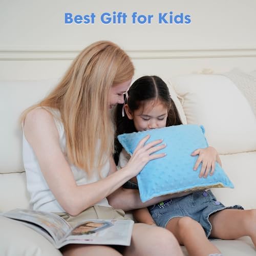Bmag Sensory Vibrating Pillow for Autistic Kids and Adults,13” x 13” Sensory Toy Gift with Textured Therapy Stimulation Bumps Relief Stress Item for Toddler - Blue and Yellow