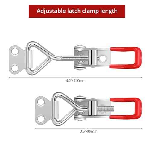 Hicarer 36 Pcs Toggle Latch Clamp Adjustable 330 Lbs Holding Capacity Pull Latch 4001 Heavy Duty Latch Lock Metal Door Latches Sturdy Latches Hardware for Smoker Lid Tool Box(Red, No Lock Hole)