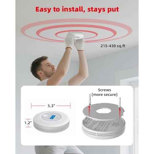 10-Year Battery Combination Smoke & Carbon Monoxide Detector, 2-in-1 CO Detector Alarm for Home, Garage, RV, LCD Display with Backlight, V-0 Flame-Retardant Housing (1-Pack)
