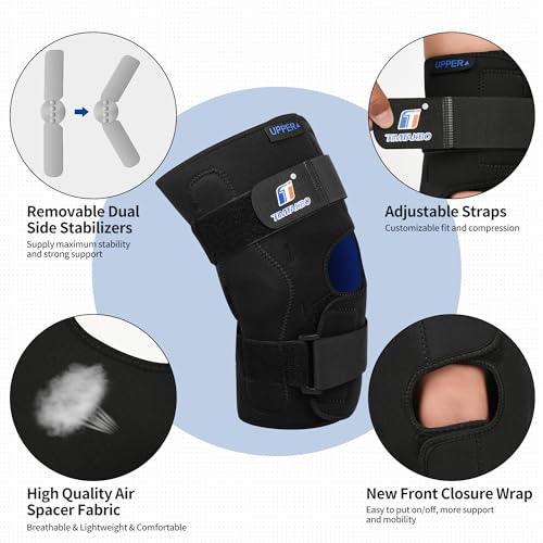 Plus Side Knee Brace for Women/Men, Hinged Knee Brace with Dual Metal Side Stabilizers, Knee Support for Knee Pain for Relieves ACL, MCL, Meniscus Tear, Arthritis, Tendon Pain, Injury Recovery