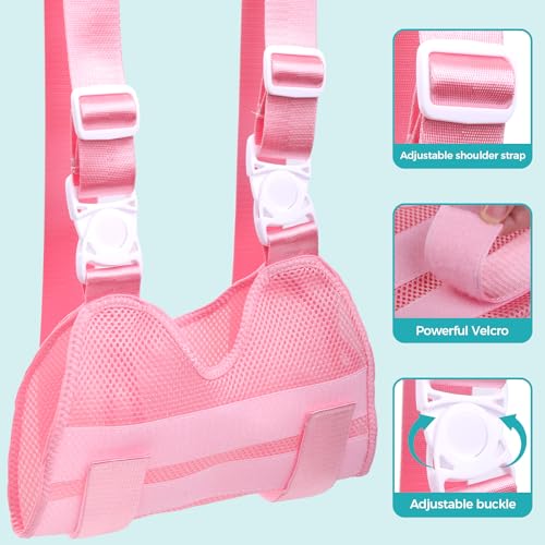 Kids Upper Extremity Sling, Breathable & Comfort Arm Sling Shoulder Immobilizer，Adjustable Arm Sling for Elbow Injury(Pink-XS)