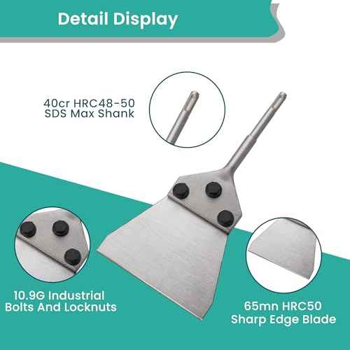 5 Inch SDS Plus Floor Scraper with Spare Bolts and Locknuts, Easily Removes Tile, Plaster, Hardwood Floors and Works with All SDS-Plus System Rotary and Electric Hammers