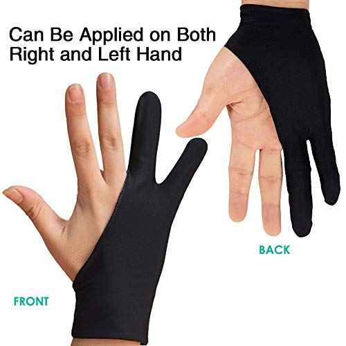 5 Pieces Artist Glove for Drawing Tablet, Two-Finger Tablet Drawing Gloves, Digital Artist Gloves for Graphics Pen Drawing Tablet Monitor Painting, Suitable for Right and Left Hand