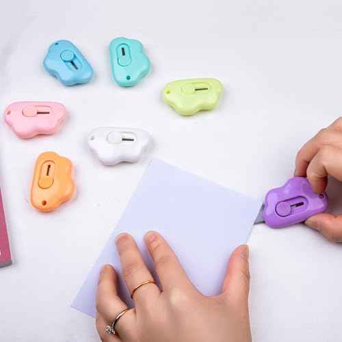Mini Adorable Cloud Opener Utility Knife Cloud Box Cutter Retractable Letter Opener a knife with for Box Letter Envelope, 7 Colors Courier knives