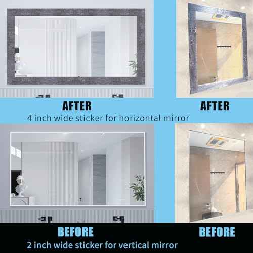 32.8Ft Gray Wood Grain PVC Wallpaper Border, Removable Waterproof Mirror Border Peel and Stick,Bathroom Mirror Frame Border (3.97inch)