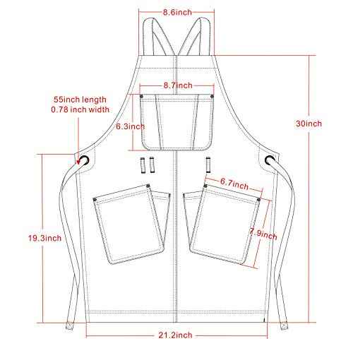 Jeanerlor Work Jean Apron for Women and Men Adjustable S-XXL (Denim Blue)