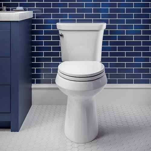 Mayfair Preston Easy to Clean Single Hinge Toilet Seat, Modern Slow Close Plastic Toilet Seat, Made in USA, Elongated, White