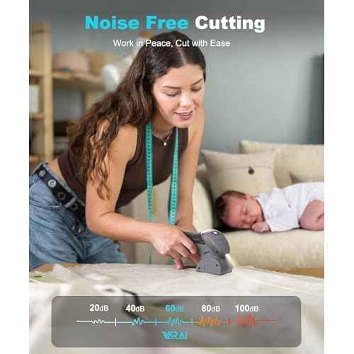 Cordless Electric Scissors, 2000mAh Fast Charging Rechargeable Fabric Cutter with Replaceable Blades, Box Cutter for Cloth, Cardboard, Plastic, Leather