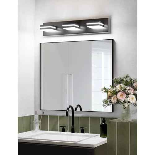VOLISUN Modern Bathroom Vanity Light Fixtures (3-Light, 24-Inch), Matte Black LED Bathroom Lighting Fixtures Over Mirror, 360¡ÆRotable Head, LED Vanity Lights for Bathrooms (Cool White 6000K)