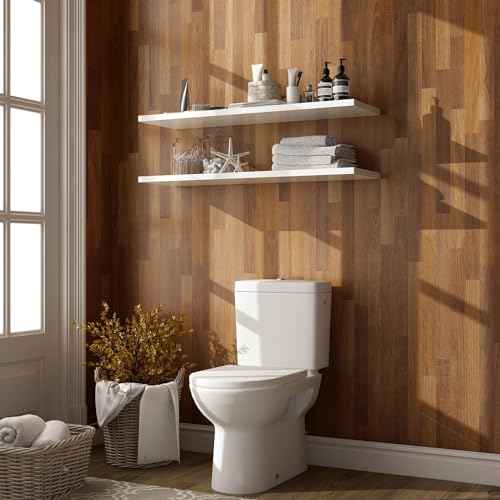 YENHOME Butcher Block Countertop Contact Paper 17.7"X200" Dark Wood Contact Paper Wood Grain Contact Paper for Cabinets Desk Countertop Peel and Stick Waterproof Faux Wood Wallpaper for Accent Wall