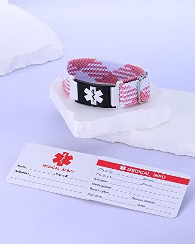 Personalized Sport Medical Alert Bracelets for Women Men - Custom Medical ID Bracelets with Free Engraving - Hook and Loop/Elastic/Stainless Steel/Silicone Watch Wristband Emergency Bracelet