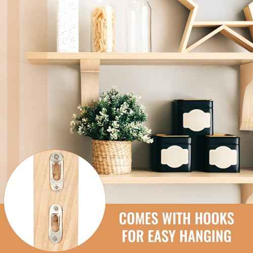 8 Pcs Wood Corbels Wooden Shelf Brackets 1.75'' W x 6'' D x 6'' H Unfinished Paintable Bracket with Hanging Hook for Doorway Countertop Kitchen Cabinet Book Shelves, Rubber Wood