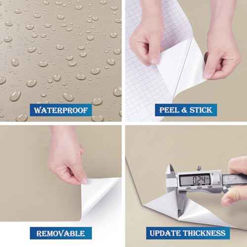 FunStick Taupe Beige Wallpaper Peel and Stick Beige Contact Paper for Cabinets Drawers Countertops Kitchen Vinyl Wrap for Cabinet Wallpaper Waterproof Self Adhesive Wall Paper for Bedroom Walls 16x80