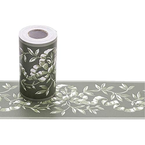 REDODECO Green Floral Pattern Molding Peel Stick Wall Border for Home Decor Bathroom Kitchen Wallpaper,4 inch by 32.8 feet