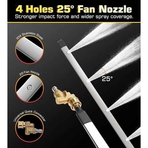 24" Radiator Cleaning Wand for Car,Truck and Other Vehicles,Water and Air Dual-Use 4500 PSI Pressure Washer Tool With 25¡Æ Fan Nozzles,2 Connectors,Cleaning Brush,and Sealing Tape