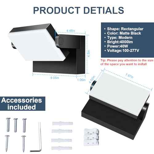 40W LED Outdoor Wall Light, 5000K Daylight Waterproof Floodlights, 360 ¡Æ Adjustable Wallpack Lighting Modern Security Commercial Exterior Wall Mount Fixture for Yard Hardwired Super Bright