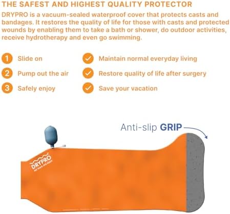 DRYPRO Vacuum Sealed Waterproof Leg Cast Cover - Sized for Both Kids and Adults - Ideal for The Bath Shower or Swimming - X-Large Full Leg – (FL-18-PRO)