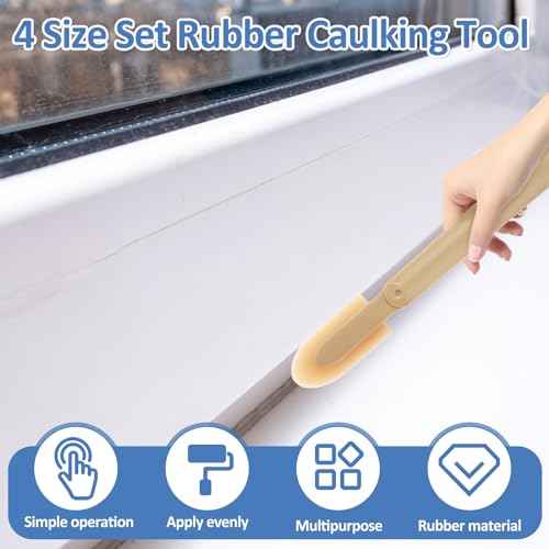 8Pcs Rubber Caulking Tool 4 Size Set Smooth Grout Sealant Caulking Tool Rubber Spatula Spreader Grout Sealer Applicator Smoothing Finger Finisher Grout Caulk Finishing Tool