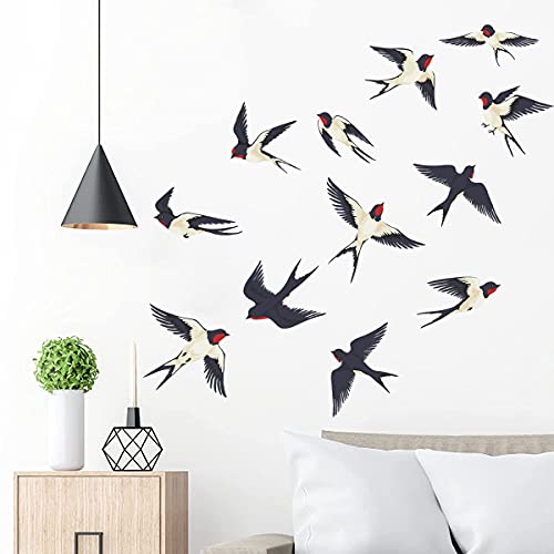 Flock of Birds Wall Decal Removable DIY Flying Sparrow Birds Wall Stickers Peel and Stick Wall Sticker Art Decor for Living Room Bedroom Playroom Office Classroom Window Decorations