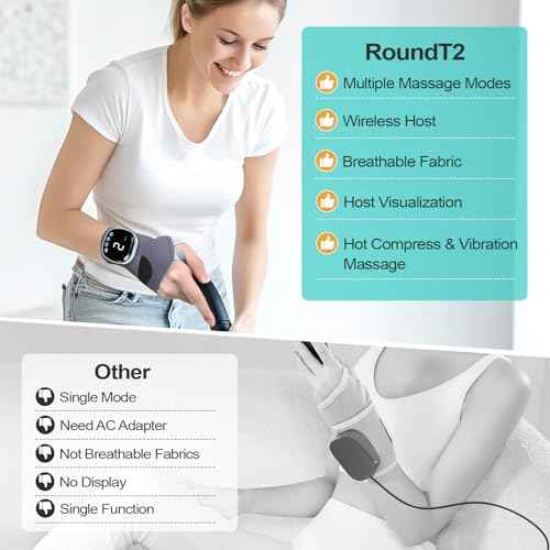 Electric Hand Massager with Heat, Cordless Wrist Heating Pad TES Muscle Stimulator for Pain Relief Therapy, Adjustable Length for Daily & Sports, Universal Left & Right