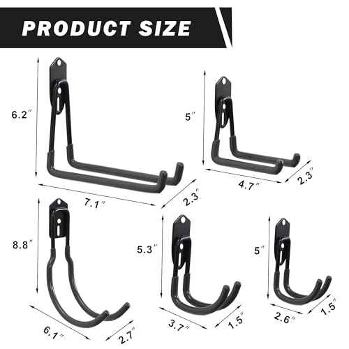 Wallmaster Garage Hooks Organizer Kit,12 Pack Adjustable Heavy Duty Shelving Hook,Wall Mount Utility Steel Garage Organization (Black)