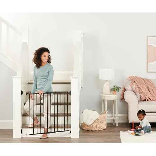 Regalo 2-in-1 Extra Wide Stairway and Hallway Walk Through Baby Safety Gate, Award Winning Brand, Hardware Mounting, Black