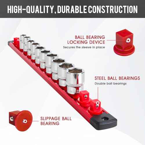 6 Pcs 1/4", 3/8", 1/2" Drivs Magnetic Socket Holder Set, Aluminum Alloy Socket Organizer with 360¡Æ Swivel Clips for Tool Box Drawer