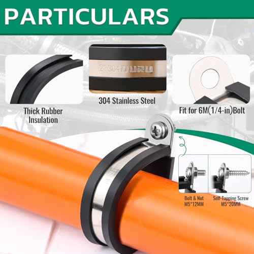 280PCS Cable Clamps with Screws Assortment Kit 304 Stainless Steel Rubber Cushioned Insulated Wire Pipe Clamps 13 Sizes?1/8" 3/16" 1/4" 5/16" 3/8" 1/2" 5/8" 3/4" 1" 1-1/4" 1-1/2" 1-3/4" 2¡±