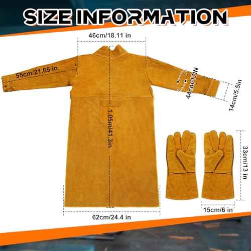 Leather Welding Apron Gloves Heat/fire Resistant Forge Welding Leather Jacket Apron Coat for Men Women
