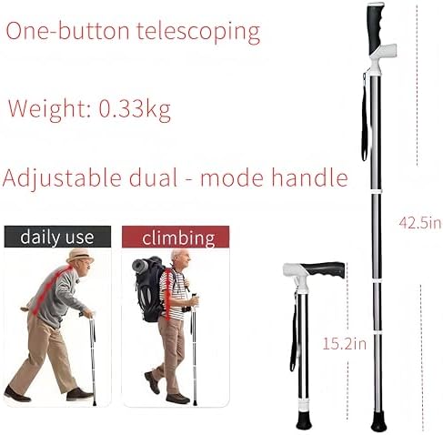 Ruyi Folding Cane for Stability, Walking Cane for Men, Folding Canes for Women Adjustable for Travel, Dual Modes Handle (Sticks or Canes) with Daily Pill Box